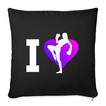 Boxe Kickboxing Kickboxing Hommes Femmes - Housse de coussin décorative 45 x 45 cm - noir - Devant