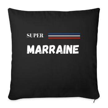 super marraine - t-shirt assorti - Housse de coussin décorative 45 x 45 cm - noir - Devant