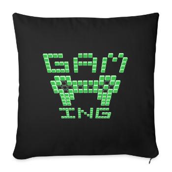 Gamer-Szene-Grün - Sofakissenbezug 45 x 45 cm - Schwarz - Vorne