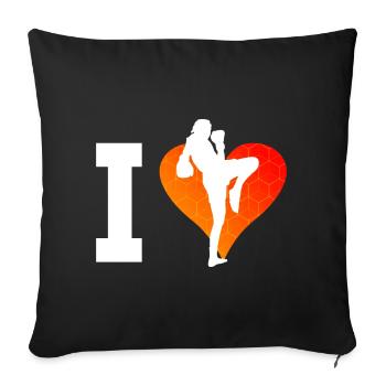 Boxe Thaï Femmes Muay Thai Hommes Boxeur Thaïlandais - Housse de coussin décorative 45 x 45 cm - noir - Devant