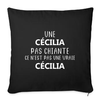 Une cécilia pas chiante - Housse de coussin décorative 45 x 45 cm - noir - Devant