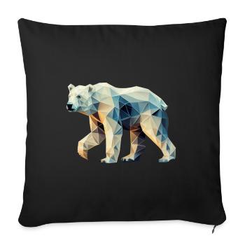Ours polaire géométrique - Motif géométrique - Housse de coussin décorative 45 x 45 cm - noir - Devant