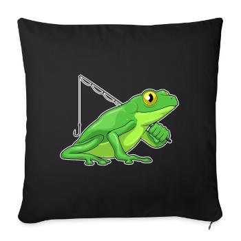 Canne à pêche Pêcheur Pêcheur Grenouille Canne à pêche - Housse de coussin décorative 45 x 45 cm - noir - Devant