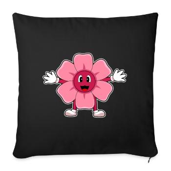 Fleur drôle - Housse de coussin décorative 45 x 45 cm - noir - Devant
