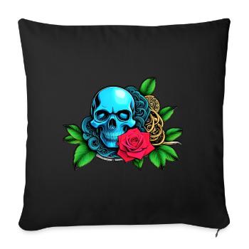 Skulls 'n' Roses - Crâne Bleu - Housse de coussin décorative 45 x 45 cm - noir - Devant
