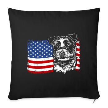 Jack Russell Terrier America Flag Dogs Wilsigns - Sofa pillowcase 17,3'' x 17,3'' (45 x 45 cm) - black - Front