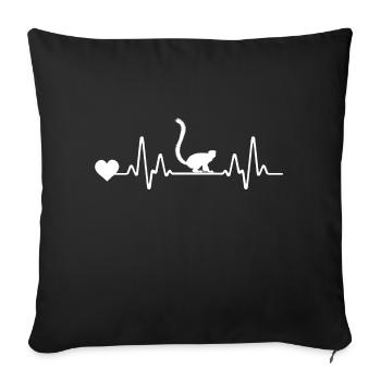 Herzschlag EKG Linie Lemur - Sofakissenbezug 45 x 45 cm - Schwarz - Vorne
