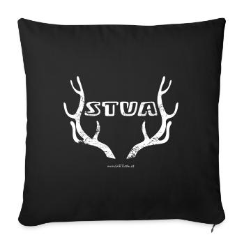 stua - stur, Österreichischer Dialekt, sturer Bock - Sofakissenbezug 45 x 45 cm - Schwarz - Vorne