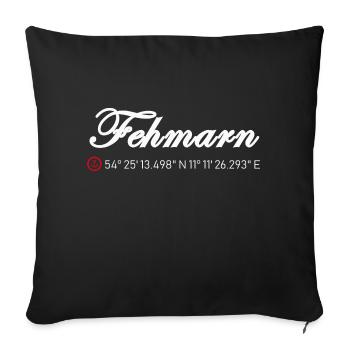 Fehmarn Koordinaten - Sofakissenbezug 45 x 45 cm - Schwarz - Vorne