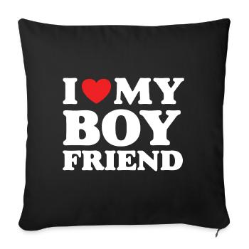 J’aime mon petit ami - Housse de coussin décorative 45 x 45 cm - noir - Devant