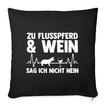 Nilpferd Flusspferd - Sofakissenbezug 45 x 45 cm - Schwarz - Vorne