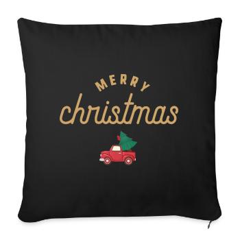 Merry Christmas - Car with Christmas Tree - Sofa pillowcase 17,3'' x 17,3'' (45 x 45 cm) - black - Front