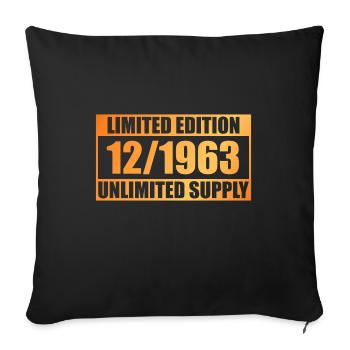 Édition Limitée 60ème Anniversaire - ꝏ Approvisionnement 12/1963 - Housse de coussin décorative 45 x 45 cm - noir - Devant