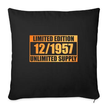 66th Birthday Limited Edition - ꝏ Supply 12/1957 - Sofa pillowcase 17,3'' x 17,3'' (45 x 45 cm) - black - Front