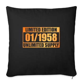 66th Birthday Limited Edition - ꝏ Supply 01/1958 - Sofa pillowcase 17,3'' x 17,3'' (45 x 45 cm) - black - Front