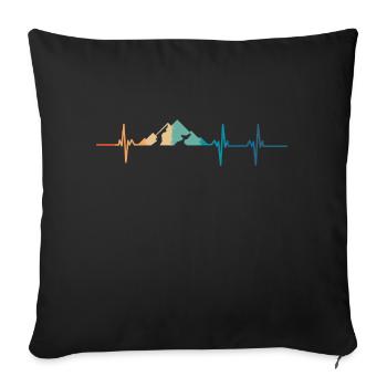battement de cœur montagne - Housse de coussin décorative 45 x 45 cm - noir - Devant