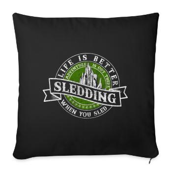 Sledding Winter Sports Ski Holiday Fun - Sofa pillowcase 17,3'' x 17,3'' (45 x 45 cm) - black - Front