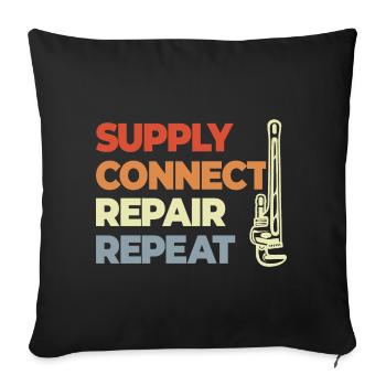 Dicton de plombier - Housse de coussin décorative 45 x 45 cm - noir - Devant
