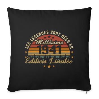 Millésime 1941 Cadeau 83e Anniversaire 83 ans - Housse de coussin décorative 45 x 45 cm - noir - Devant