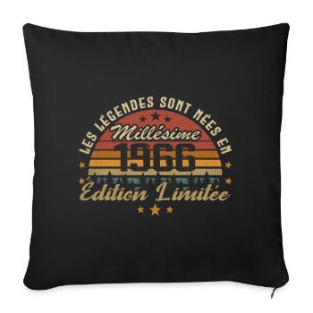 Millésime 1966 Cadeau 58e Anniversaire 58 ans - Housse de coussin décorative 45 x 45 cm - noir - Devant