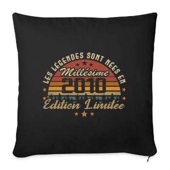 Millésime 2010 Cadeau 14e Anniversaire 14 ans - Housse de coussin décorative 45 x 45 cm - noir - Devant