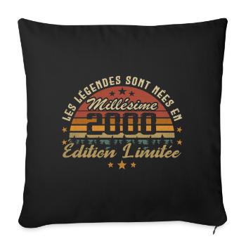 Millésime 2000 Cadeau 24e Anniversaire 24 ans - Housse de coussin décorative 45 x 45 cm - noir - Devant