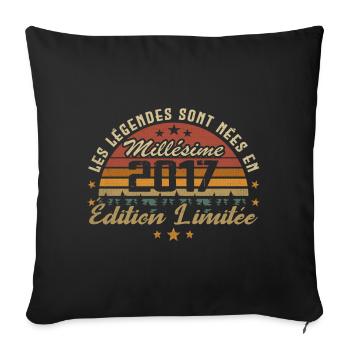 Millésime 2017 Cadeau 7e Anniversaire 7 ans - Housse de coussin décorative 45 x 45 cm - noir - Devant
