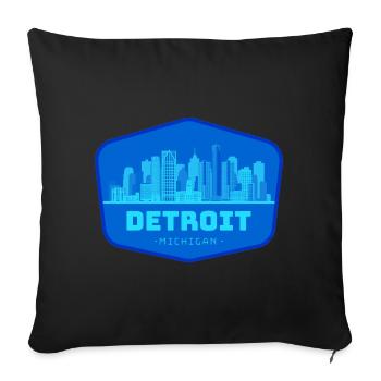 Detroit Skyline - Sofa pillowcase 17,3'' x 17,3'' (45 x 45 cm) - black - Front