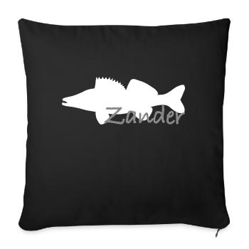 Sandre blanc avec lettrage gris - Housse de coussin décorative 45 x 45 cm - noir - Devant