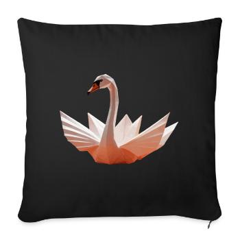 Swan Origami - Sofa pillowcase 17,3'' x 17,3'' (45 x 45 cm) - black - Front