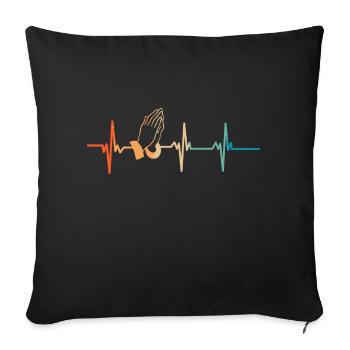 Battement de cœur mains prière - Housse de coussin décorative 45 x 45 cm - noir - Devant