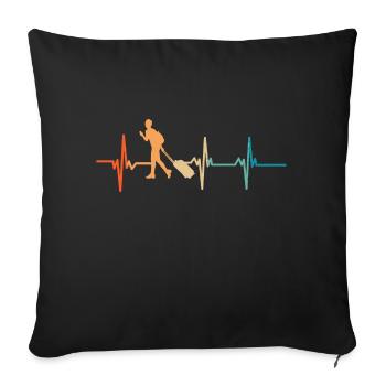 Heartbeat travel - Sofa pillowcase 17,3'' x 17,3'' (45 x 45 cm) - black - Front