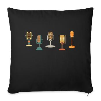 microphone rétro vintage - Housse de coussin décorative 45 x 45 cm - noir - Devant