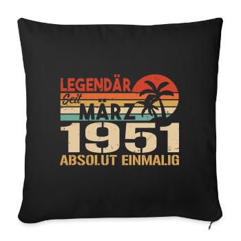 Legendary since March 1951 - absolutely unique - Sofa pillowcase 17,3'' x 17,3'' (45 x 45 cm) - black - Front
