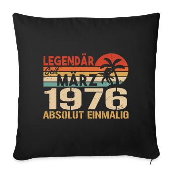 Legendary since March 1976 - absolutely unique - Sofa pillowcase 17,3'' x 17,3'' (45 x 45 cm) - black - Front