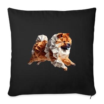 chien chowchow origami géométrique 3d - chow-chow - Housse de coussin décorative 45 x 45 cm - noir - Devant