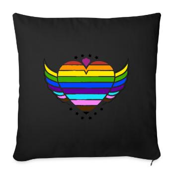 Étreinte de connexion arc-en-ciel, fierté heureuse - Housse de coussin décorative 45 x 45 cm - noir - Devant