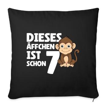 7. Geburtstag 2017 - Dieses Äffchen Ist Schon 7 - Sofakissenbezug 45 x 45 cm - Schwarz - Vorne