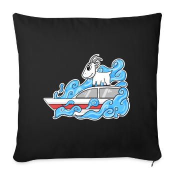 Ziege Boot Lustig Wellen - Sofakissenbezug 45 x 45 cm - Schwarz - Vorne