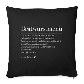 Menü - weiße Schrift - Sofakissenbezug 45 x 45 cm - Schwarz - Vorne