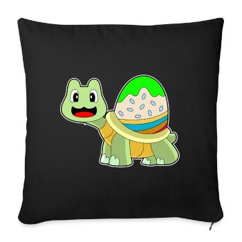 Oeuf de Pâques tortue - Housse de coussin décorative 45 x 45 cm - noir - Devant
