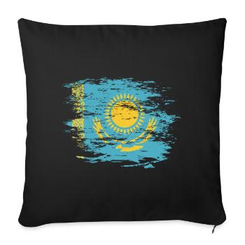 Drapeau du Kazakhstan utilisé - Housse de coussin décorative 45 x 45 cm - noir - Devant