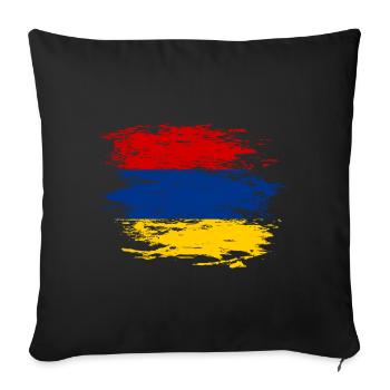 Drapeau de l'Arménie utilisé - Housse de coussin décorative 45 x 45 cm - noir - Devant
