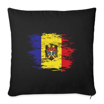 Moldova flag used - Sofa pillowcase 17,3'' x 17,3'' (45 x 45 cm) - black - Front
