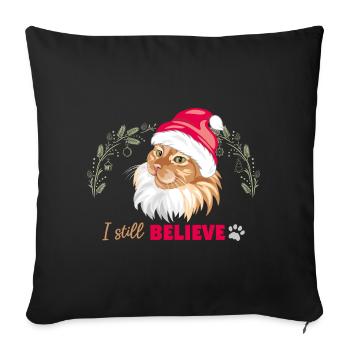 Süße rote Katze mit Weihnachtsmütze. Ich glaube immer noch - Sofakissenbezug 45 x 45 cm - Schwarz - Vorne