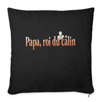 papa père papou humour blague cadeau - Housse de coussin décorative 45 x 45 cm - noir - Devant