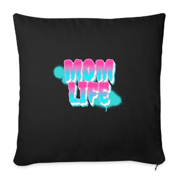 Mom life. Vie de maman - Housse de coussin décorative 45 x 45 cm - noir - Devant