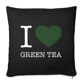 I LOVE GREEN TEA - Sofa pillowcase 17,3'' x 17,3'' (45 x 45 cm) - black - Front