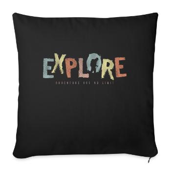 EXPLORE – adventure knows no boundaries - Sofa pillowcase 17,3'' x 17,3'' (45 x 45 cm) - black - Front