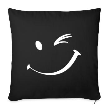 Clin d’œil, sourire clignant de l’œil - Housse de coussin décorative 45 x 45 cm - noir - Devant